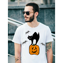 Macskás Halloween-póló