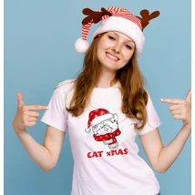 Cat x Mas -karácsonyi macskás női póló