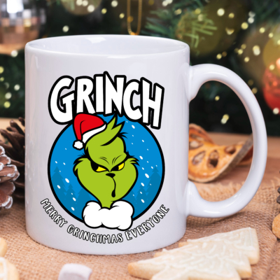 Karácsonyi kerámia bögre egyedi mintával - Grinch
