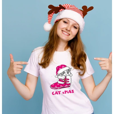 Cat x Mas -vicces karácsonyi női póló