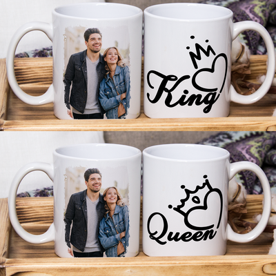 Saját fotós King & Queen feliratos-kétoldalas páros bögre