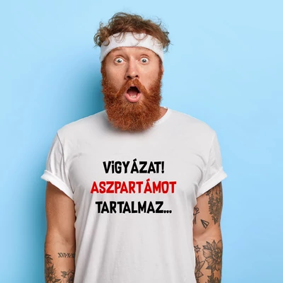 Vigyázat aszpartámot tartalmaz-férfi póló