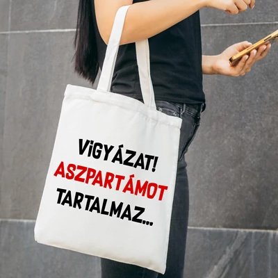 Vigyázat aszpartámot tartalmaz-szatyor